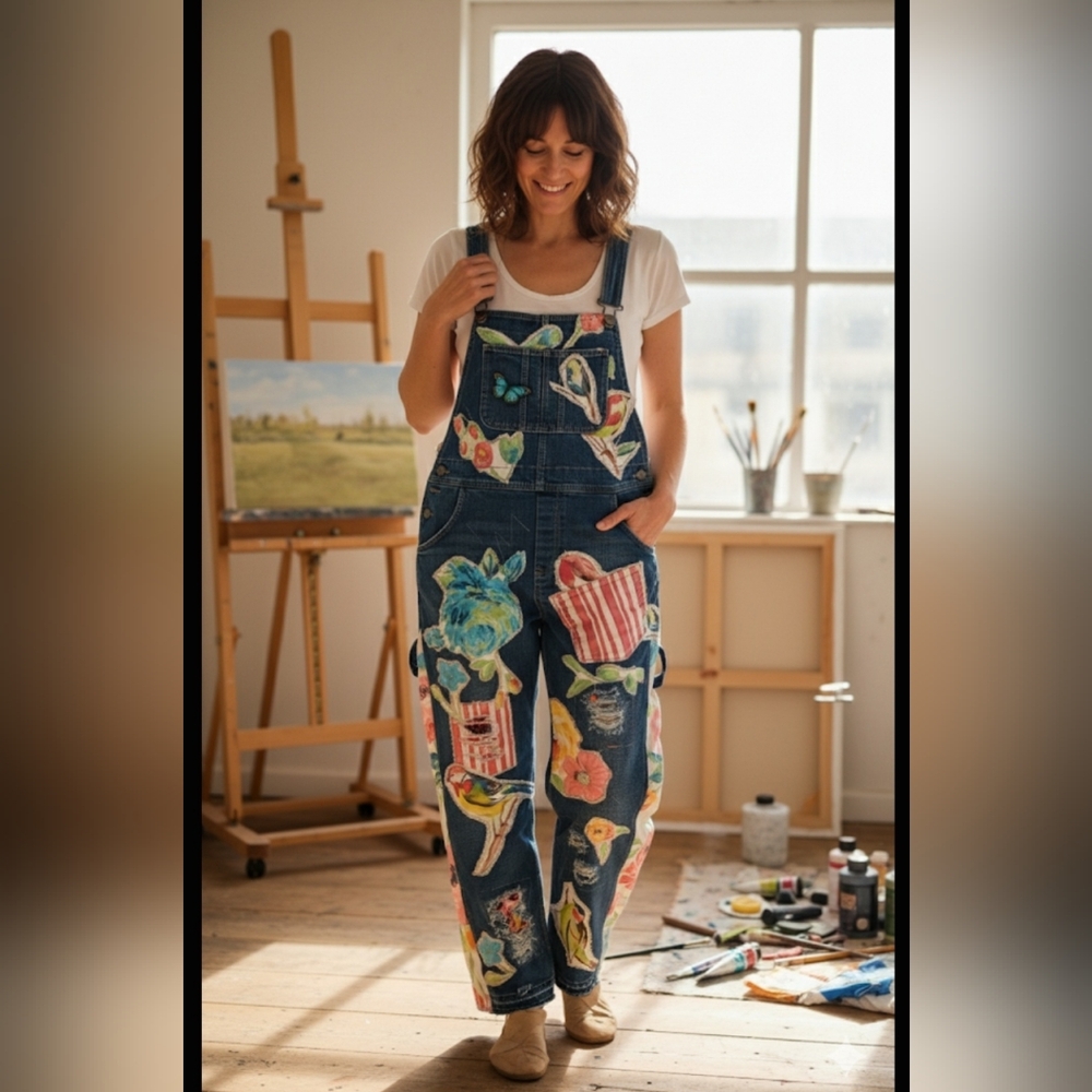 Welcome to The GARDEN!  Patchwork Upcycle Overall Sz 8